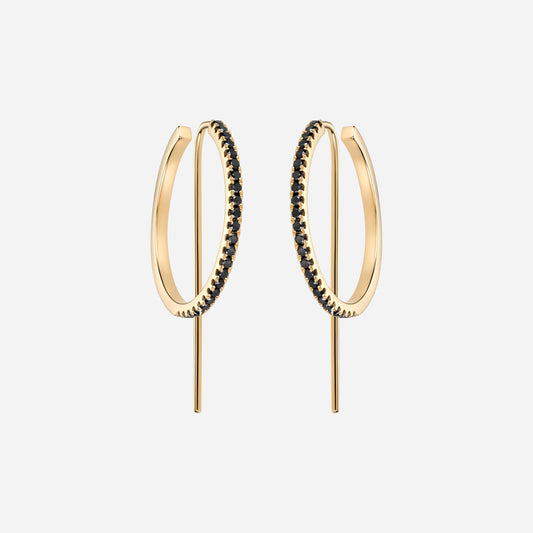 Black Diamond Gold Hoop Earrings | Pave Earrings | 14k Gold Hoops | JACLYN GARCÍA SUÁREZ Jewelry