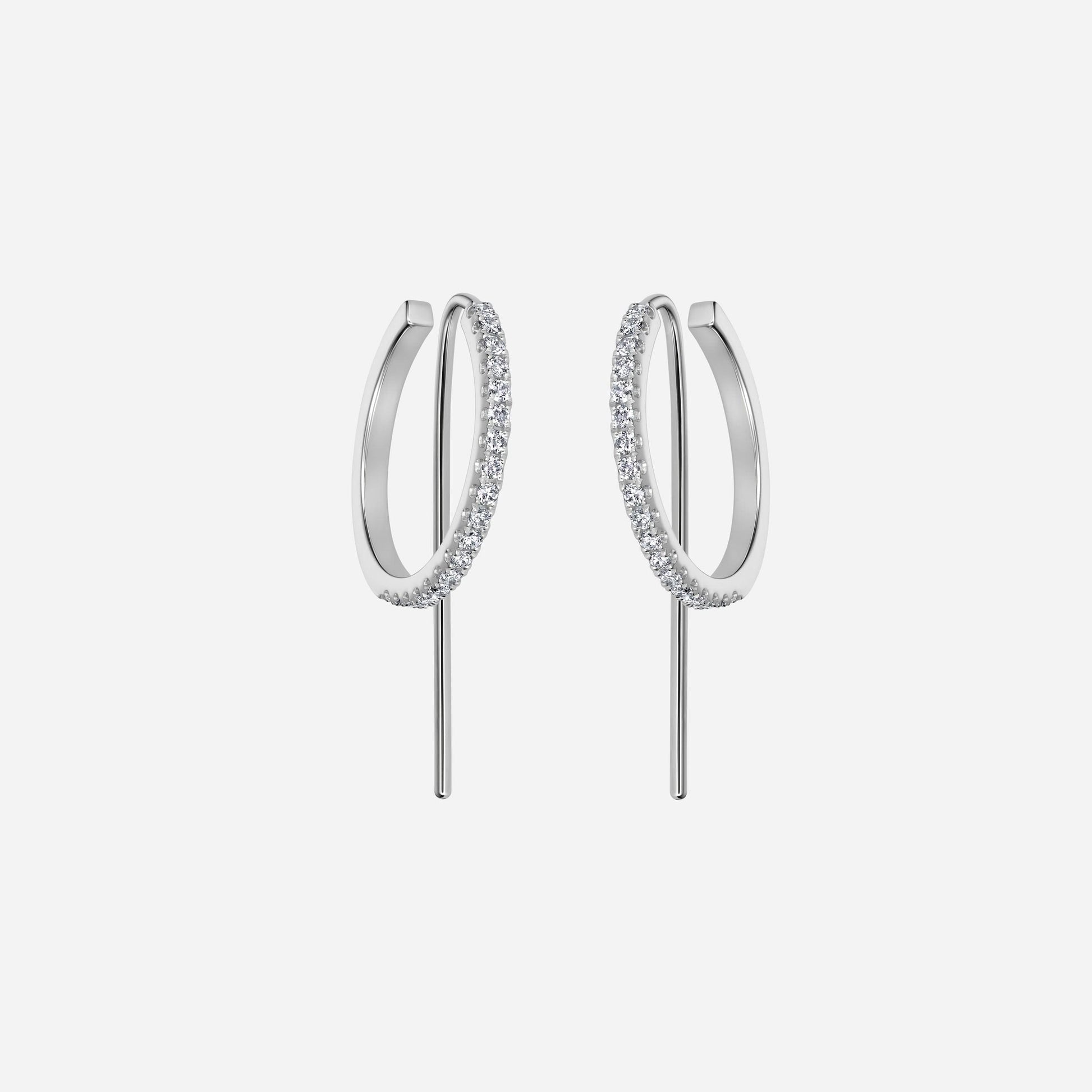 Diamond Pave Hoop Earrings | White Rhodium Earrings | Silver Earrings | JACLYN GARCÍA SUÁREZ Earrings