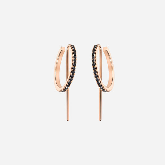 Black Diamond Gold Hoop Earrings | Rose Gold Hoop Earrings | Pave Earrings | JACLYN GARCÍA SUÁREZ Earrings